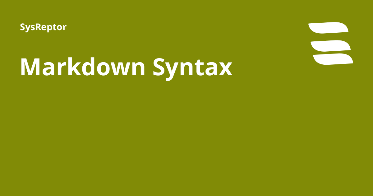 Markdown Syntax - SysReptor