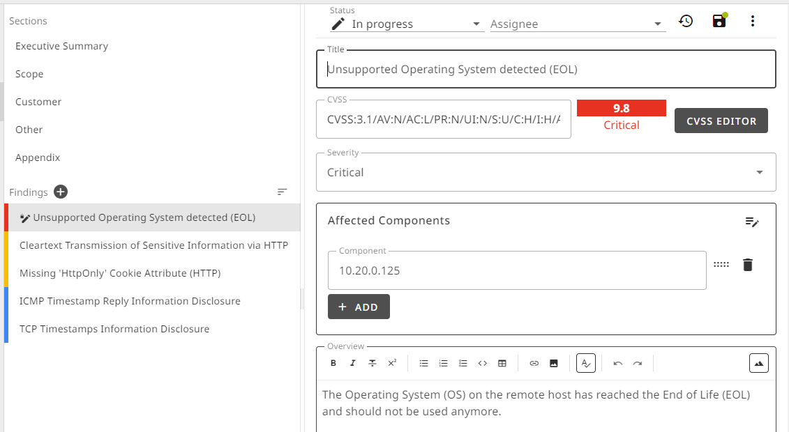 Pushed OpenVAS findings