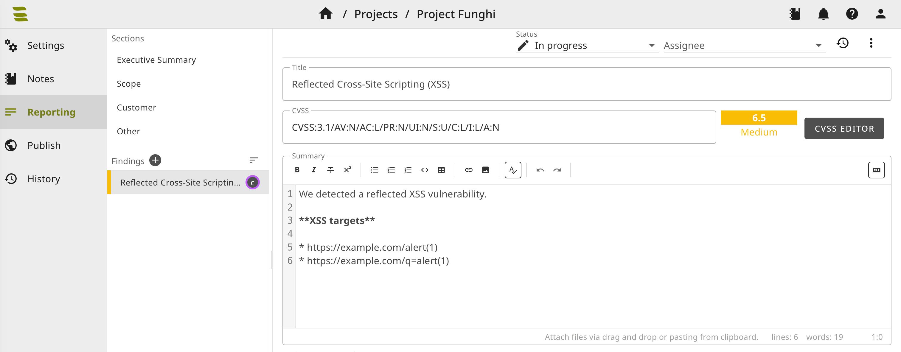 Pushed XSS finding