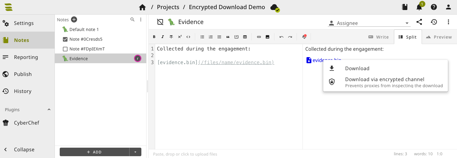 Download a file via an encrypted channel