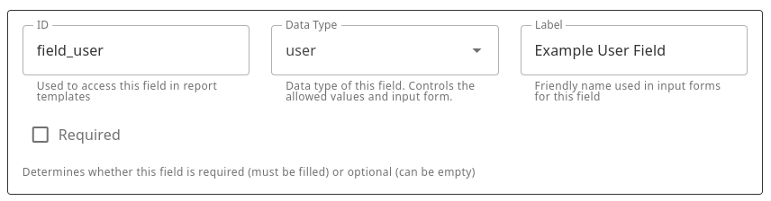 User field definition