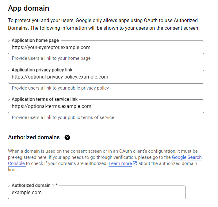 App domain info