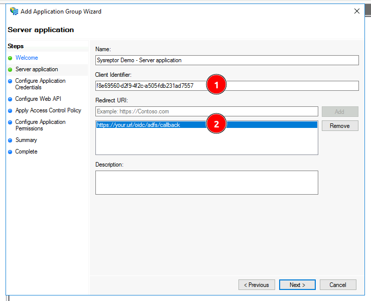 Register server application