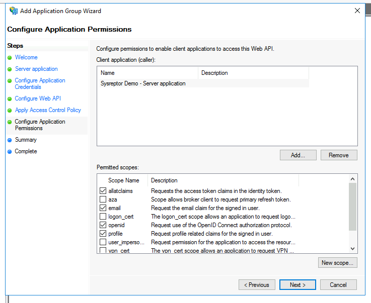 Register server application